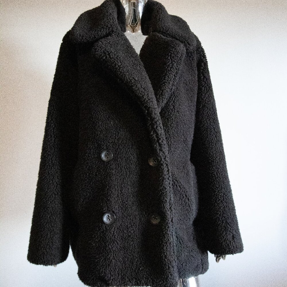 Fuzzy Coat with Black Buttons